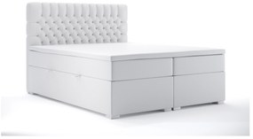 Pat matrimonial Boxspring 180 cm Daliny (alb piele ecologică) (cu sp. depozitare). 1044206