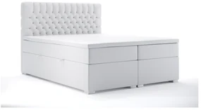 Pat matrimonial Boxspring 180 cm Daliny (alb piele ecologică) (cu sp. depozitare). 1044206
