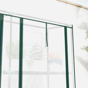 Outsunny Seră de grădină cu rafturi la 3 niveluri, seră de balcon cu 3 uși rulante cu fermoar, 215 x 46 x 151 cm, verde | Aosom Romania