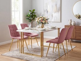 OFERTA Scaun de masa SPLIT VELVET cu picioare aurii, roz inchis calitatea II