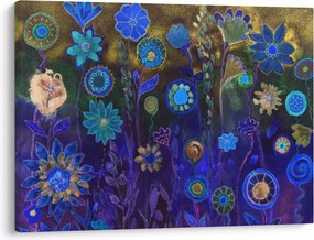 Tablou - Flori albastru închis (70x50 cm)