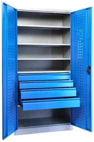 Cutie de scule metalica cu sertare, 91,4 x 45,7 x 183 cm, incuietoare cu cilindru, albastru - ral 5012