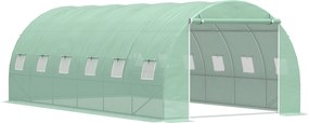 Outsunny Seră tunel cu 12 ferestre și ușă - Seră pentru grădină, culturi, plante, legume, flori, Verde | Aosom Romania