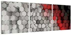 Tablou - 3D hexagoane (cu ceas) (90x30 cm)