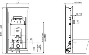 Rezervor wc incastrat cu cadru Easy Move pentru persoane cu dizabilitati Ideal Standard ProSys Comfort 80