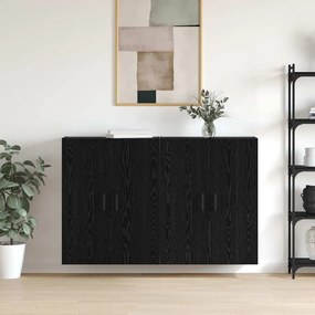 vidaXL Mobilier cu Montaj pe Perete cu raft cu depozitare cu ușă 2 pcs Stejar negru