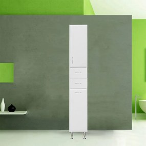 Dulap înalt Bianca Plus 30 cu 1 ușă, 2 sertare, suport pentru rufe, alb lucios, dreapta