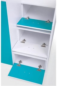 Pat multifuncțional 90 cm Toreno 3 (Alb + alb lucios + gri lucios) (S). 1083327