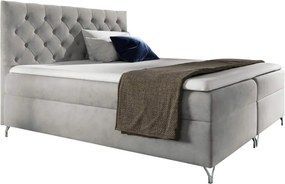 Pat cu boxspring, 160x200, ţesătură gri deschis Velvet, GULIETTE + cadou