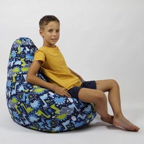 Fotoliu puf copii, Nirvana Light Pufrelax, Material Impermeabil, imprimeu cu Dinozauri - My Little Dinosaur