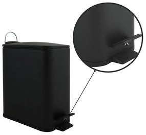 Coș de gunoi negru mat cu pedală din oțel 5 l Erik – Spirella