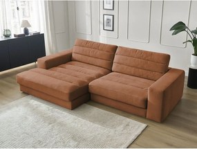 Colțar portocaliu cu tapițerie din catifea (cu colț pe partea stângă/cu șezlong) Sierra – Bobochic Paris