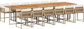 vidaXL Set mobilier de grădină cu perne, 13 piese, bej, poliratan