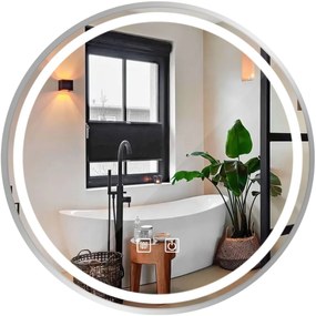 Oglinda LED 60 cm MMJ argintiu periat