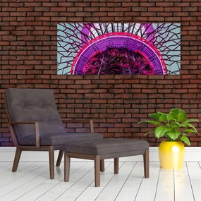 Tablou abstrac - crengi violete (120x50 cm)
