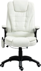 RESIGILAT- Scaun directorial cu Masaj si Incalzire, 8 puncte de masaj, Material Textil, Alb