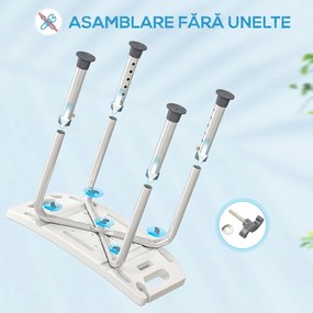 HOMCOM Scaun de Duș din Aluminiu și Plastic Antialunecare, Înălțime Reglabilă 6 Niveluri 39-52cm, Gri | Aosom Romania