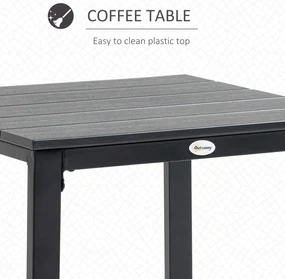 Outsunny Set Mobilier pentru Curte 3 Piese, Oțel și Plastic, Gri, cu Măsuță și 2 Scaune cu Perne | Aosom Romania