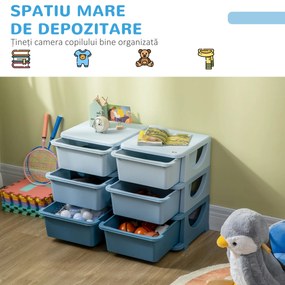 HOMCOM Comodă 6 Sertare pentru Copii cu Margini Rotunjite din PP Albastru | Aosom Romania