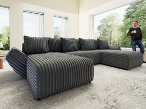 Colțar extensibil dumonde cu ladă de depozitare si sezut confortabil din spuma high-density, Berlin U Ambience Grey 380x180 cm