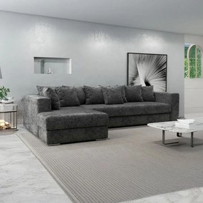 Colțar extensibil dumonde cu ladă de depozitare si sezut confortabil din spuma high-density, Gloria Euphoria Black 320x183 cm