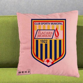 Perna Personalizata CSM Flacara Moreni 1922 Fotbal, 40x40 cm, Roz, Husa Detasabila, Perna Inclusa, BEKZ®