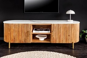 Comoda TV lemn de mango, marmura alba TRES CHIC 140cm