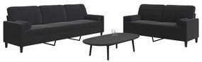 vidaXL Set de canapele cu perne/rulouri, 2 piese, negru, catifea