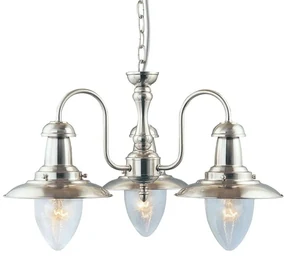Candelabru 3 brate stil industrial vintage Fisherman II argintiu satinat