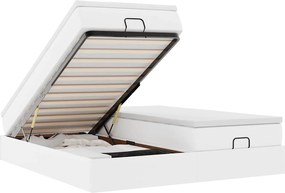vidaXL Cadru de pat otoman cu saltele alb 180x200cm piele artificială