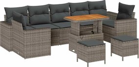 vidaXL Set de canapele pentru grădină 10 pcs Gri poliratan