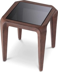 Masuta laterala LUX, Aluminiu Reciclat, Sticla Neagra, Quentin