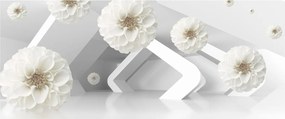 Tablou abstract cu flori albe (120x50 cm)