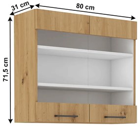 Dulap superior de bucătărie Meriel 80 GS-72 2F (stejar artisan). 1033982