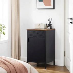 Comoda cu 1 usa Industrial, Songmics, 42.5 x 40 x 76 cm, PAL/otel, negru