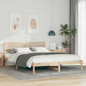 vidaXL Cadru de pat cu headboard Maro 160 x 210 cm Lemn de brad solid