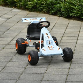 HOMCOM Go-Kart cu pedale și frână manuală, scaun reglabil, pedală, marsarier, kart cu lanț, vehicul pentru copii, jucărie auto-pedalier pentru copii de la 3 ani Albastru deschis | Aosom Romania