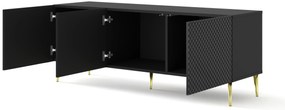 Masă TV C 3D 150 Rowanna (Negru lucios + Auriu). 1125044