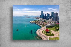 Tapet Premium Canvas - Imagine aeriana cu marea si orasul
