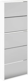 vidaXL Pantofar cu oglindă 5 niveluri, alb extralucios, 63x17x169,5 cm