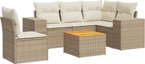 vidaXL Set canapele de grădină cu perne, 6 piese, bej, poliratan