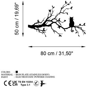 Decorațiune de perete 80x50 cm metal ramură