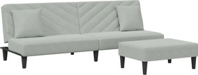 vidaXL Set canapea cu perne, 2 piese, gri deschis, catifea