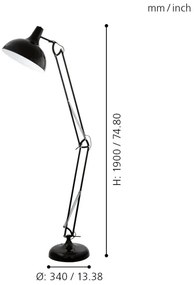 Eglo 94698 - Lampadar BORGILLIO 1xE27/60W/230V