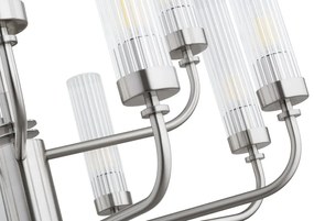 Candelabru 12 brate, otel nickel, sticla canelata PRESTON 5088