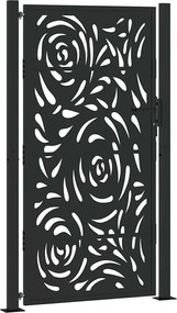 vidaXL Poartă de grădină neagră 100x175 cm, oțel, design cu flacără