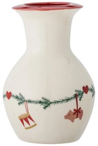 Vază albă din gresie (înălțime 16 cm) cu model de Crăciun Yule – Bloomingville