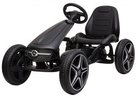 Kart cu pedale pentru copii NOVOKIDS® Mercedes Benz Kart PRO, Cu claxon si melodii, Carena, Structura metalica, Frana de mana, Functie FreeWheel,