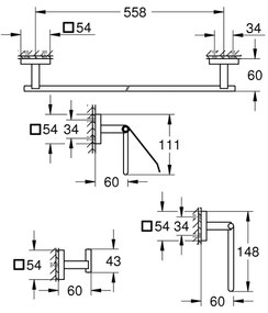 GROHE 41115000 - Set de accesorii START CUBE, 558 mm, crom lucios
