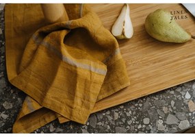 Prosop de vase din in 65x65 cm Amber Bronze Stripes – Linen Tales